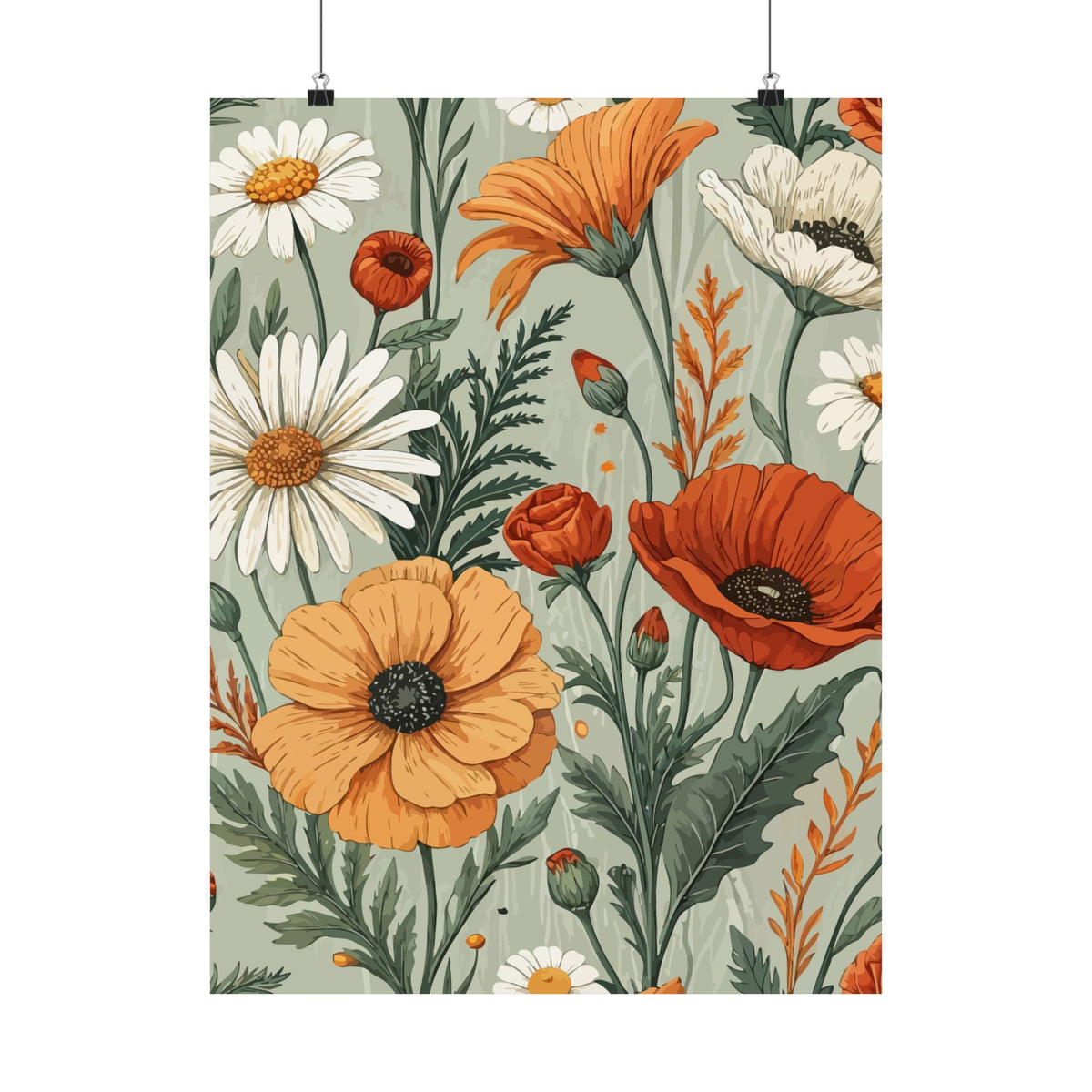 Wildflowers Pattern 043 - 18 in x 24 in Matte Poster