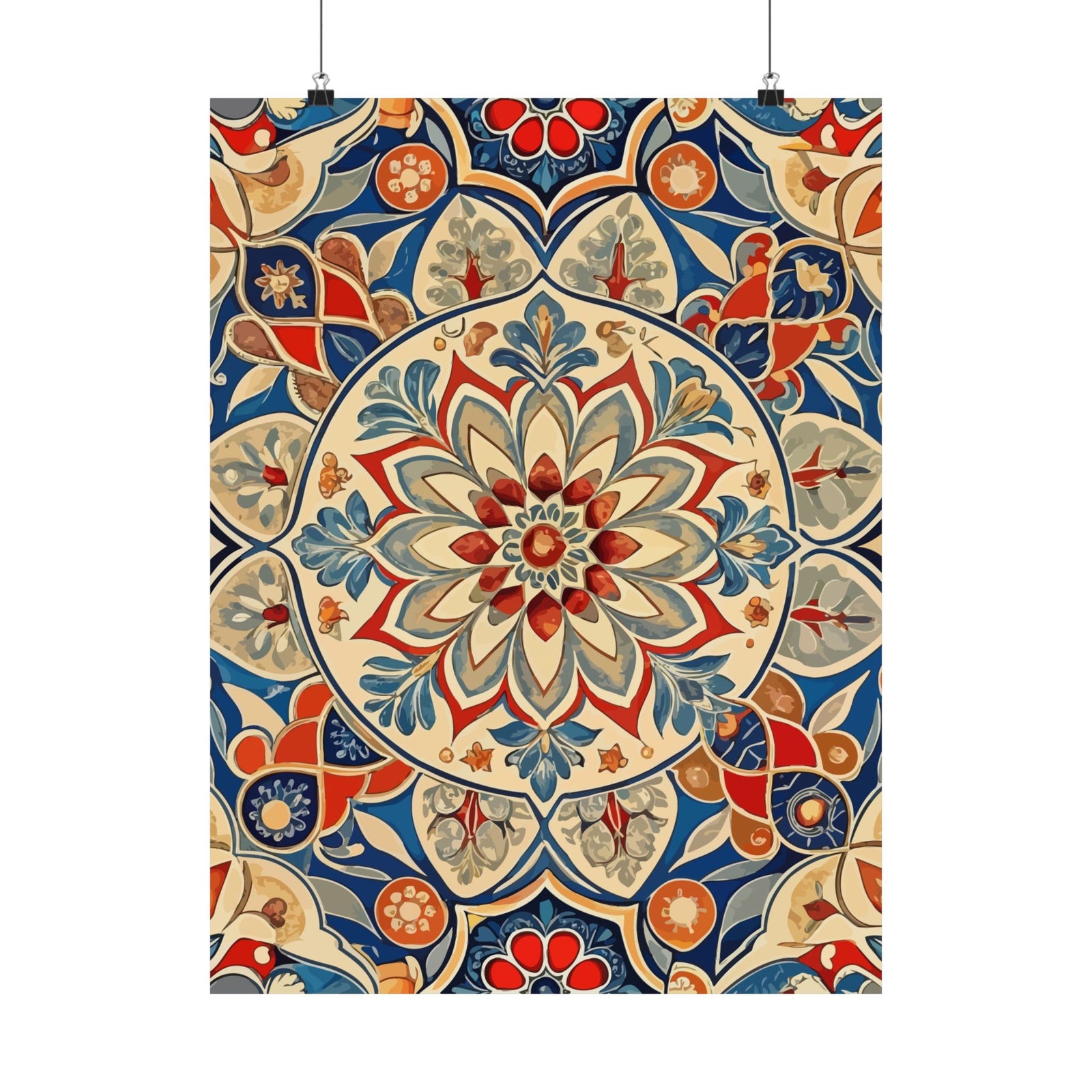 Folk Floral Pattern, Moroccan Inspired 01 - 18 in x 24 in Matte Poster
