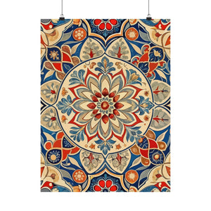 Folk Floral Pattern, Moroccan Inspired 01 - 18 in x 24 in Matte Poster