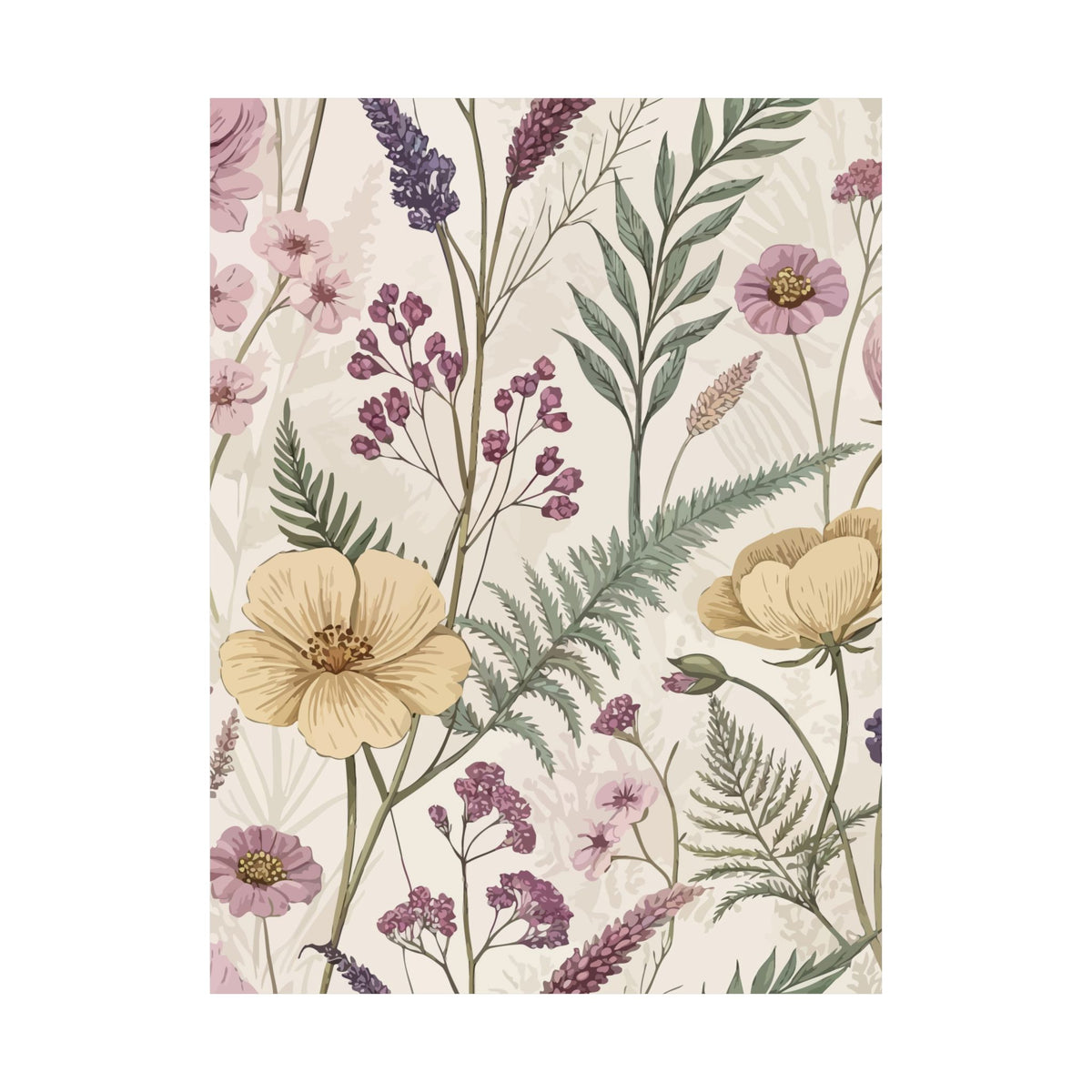 Wildflowers Pattern 101 - 18 in x 24 in Matte Poster