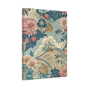 Folk Floral Pattern, Japanese Inspired 06 - 18 in x 24 in Matte Canvas, Stretched, 1.25 in