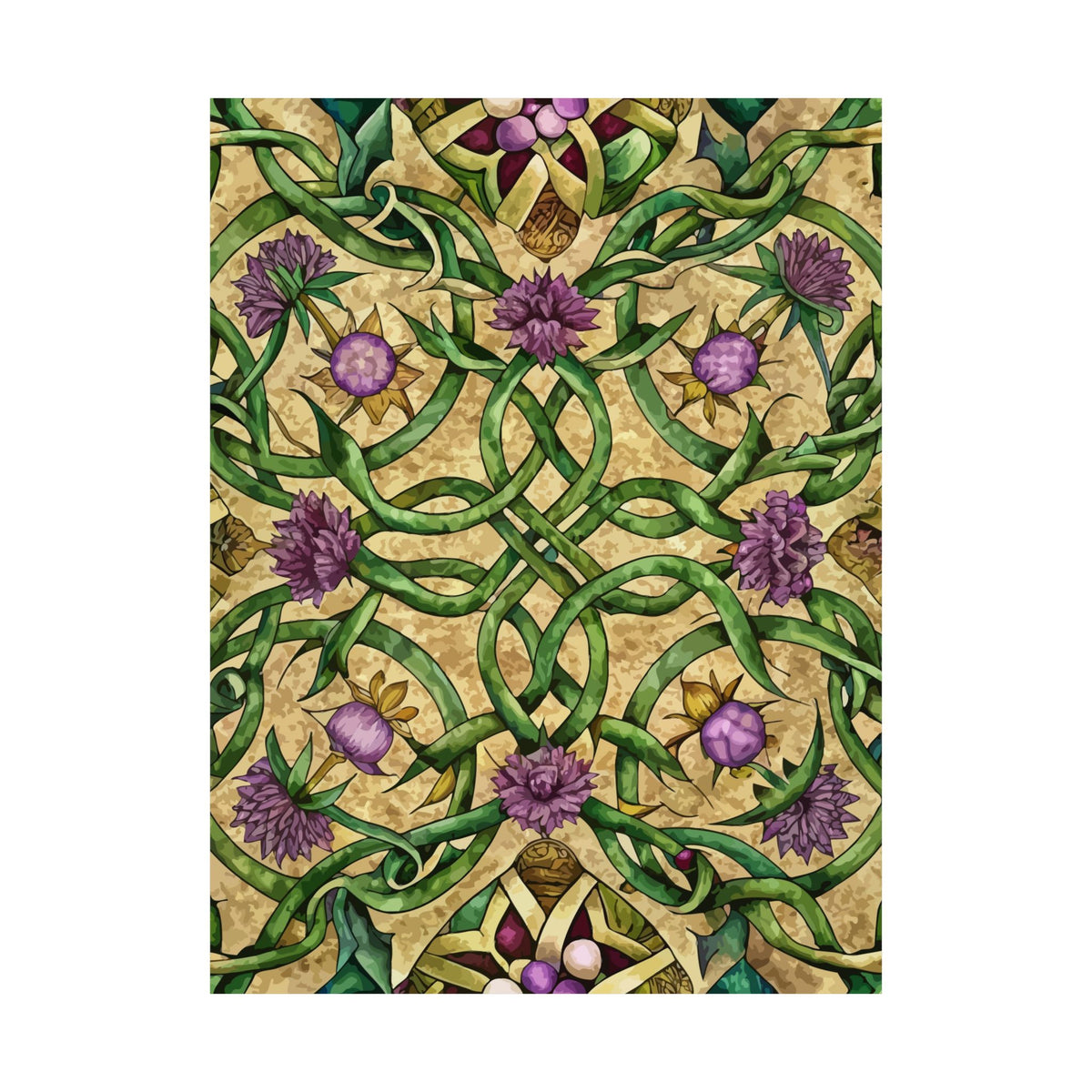 Folk Floral Pattern, Celtic Inspired 05 - 18 in x 24 in Matte Poster