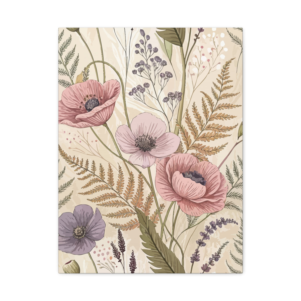 Wildflowers Pattern 155 - 18 in x 24 in Matte Canvas, Stretched, 1.25 in