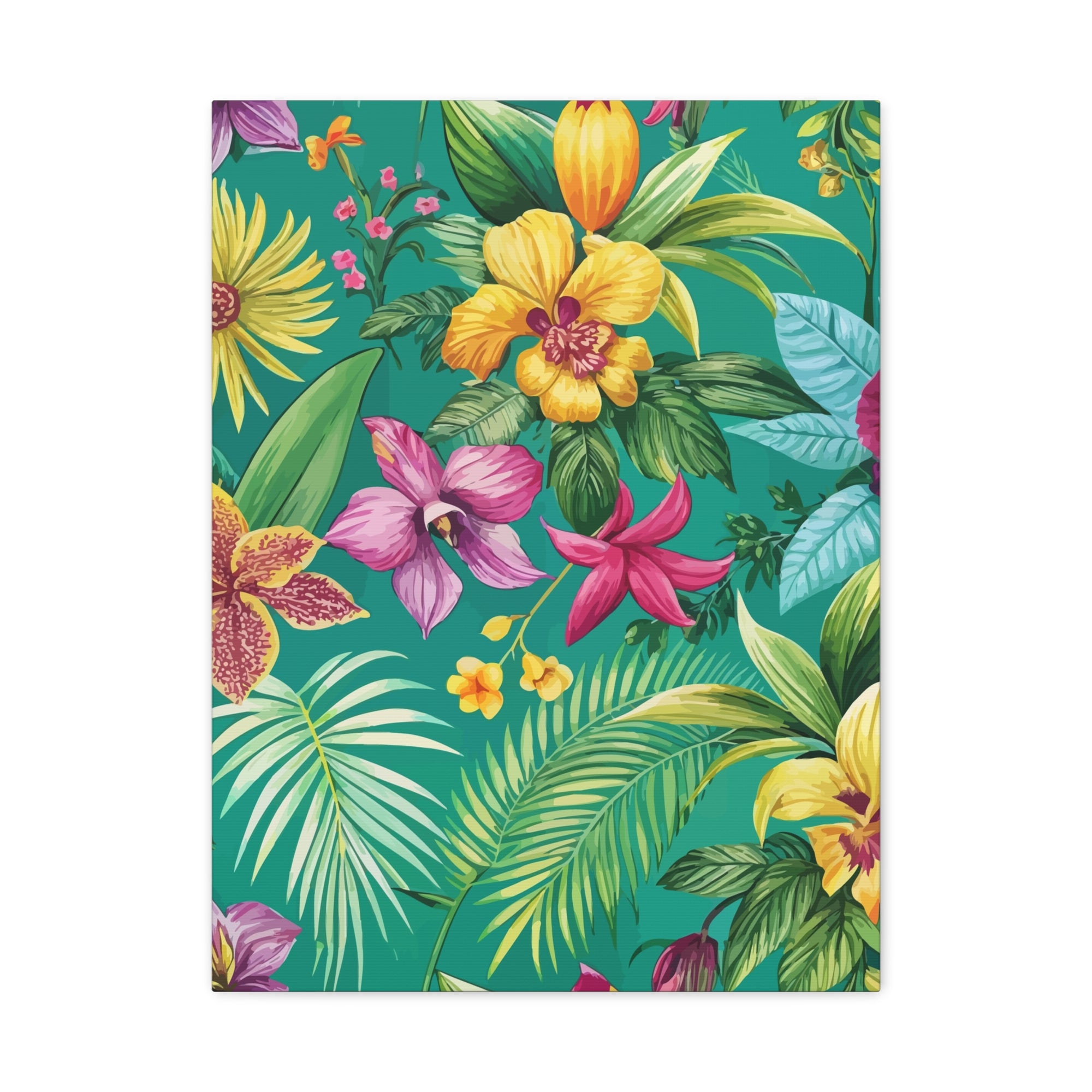 Folk Floral Pattern, Colombian Inspired 02 - 18 in x 24 in Matte Canvas, Stretched, 1.25 in