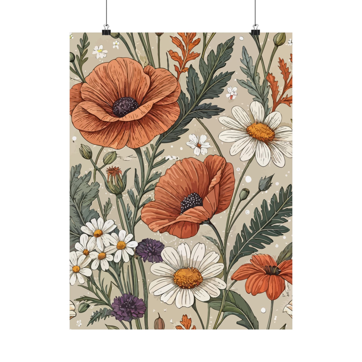 Wildflowers Pattern 022 - 18 in x 24 in Matte Poster
