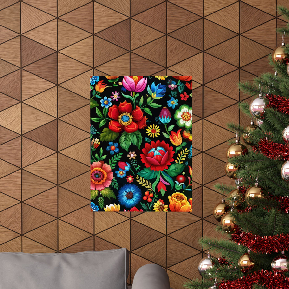 Folk Floral Pattern, Hungarian Inspired 08 - 18 in x 24 in Matte Poster