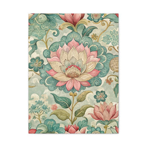 Folk Floral Pattern, Nepalese Inspired 02 - 18 in x 24 in Matte Canvas, Stretched, 1.25 in