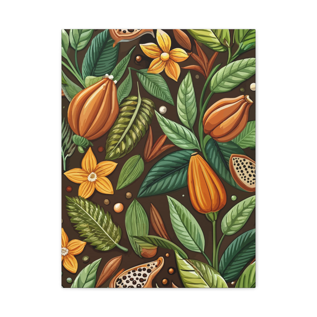 Folk Floral Pattern, Mayan Inspired 02 - 18 in x 24 in Matte Canvas, Stretched, 1.25 in