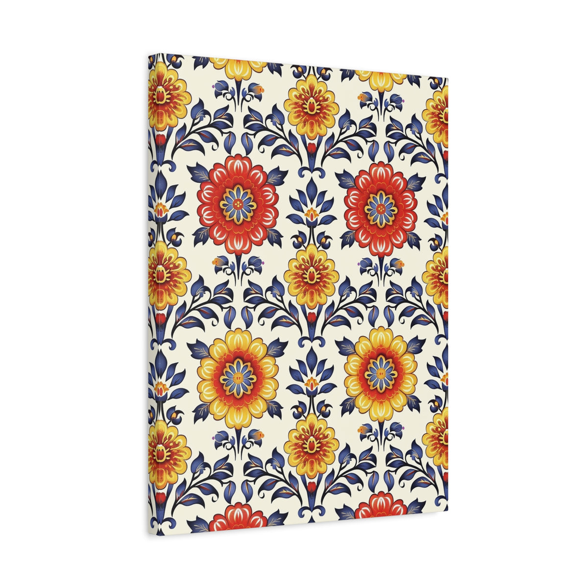 Mexican Floral Fiesta Pattern 044 - 18 in x 24 in Matte Canvas, Stretched, 1.25 in
