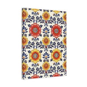 Mexican Floral Fiesta Pattern 044 - 18 in x 24 in Matte Canvas, Stretched, 1.25 in