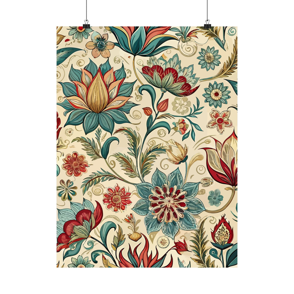Folk Floral Pattern, Indian Inspired 08 - 18 in x 24 in Matte Poster