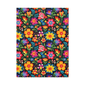 Mexican Floral Fiesta Pattern 030 - 18 in x 24 in Matte Canvas, Stretched, 1.25 in