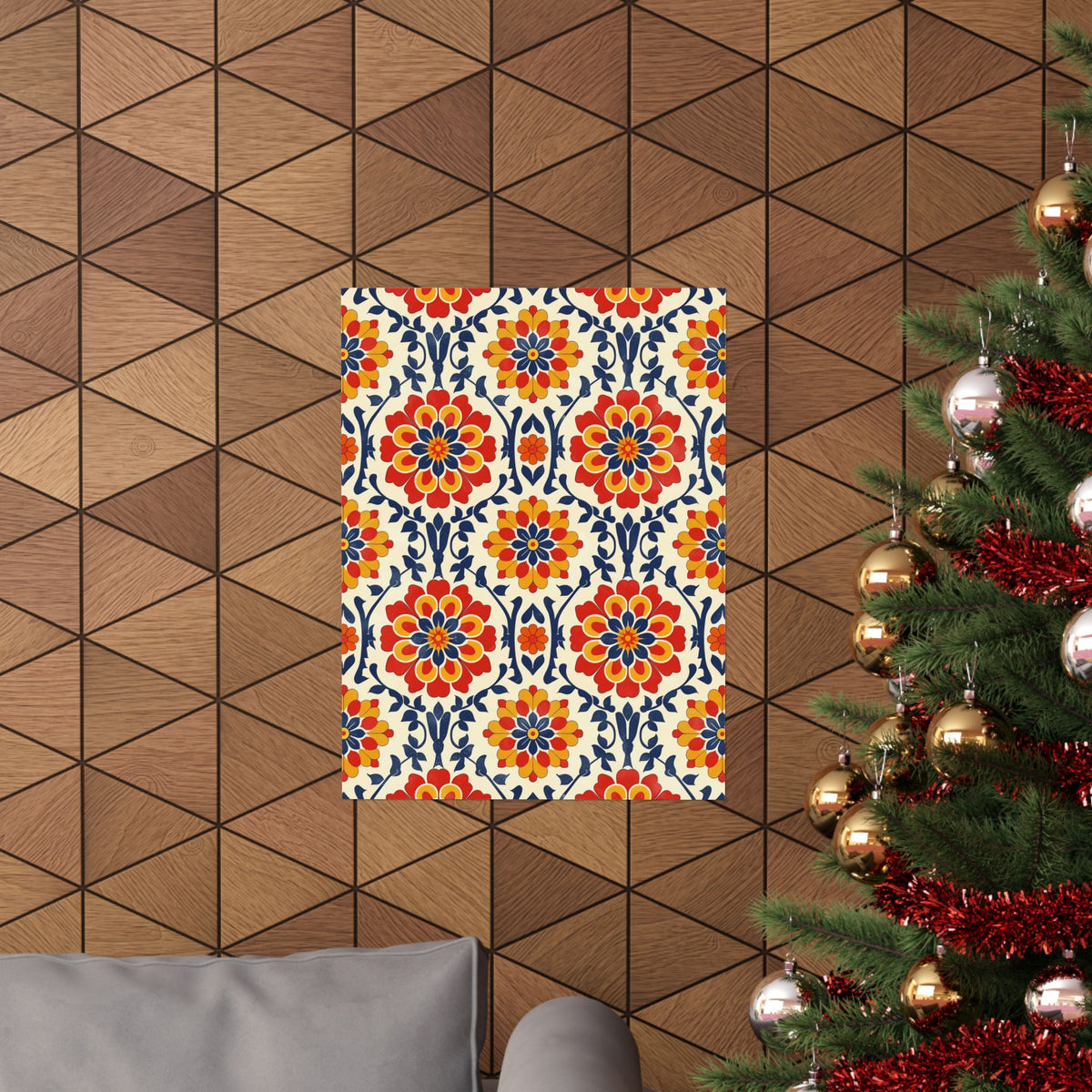 Mexican Floral Fiesta Pattern 047 - 18 in x 24 in Matte Poster