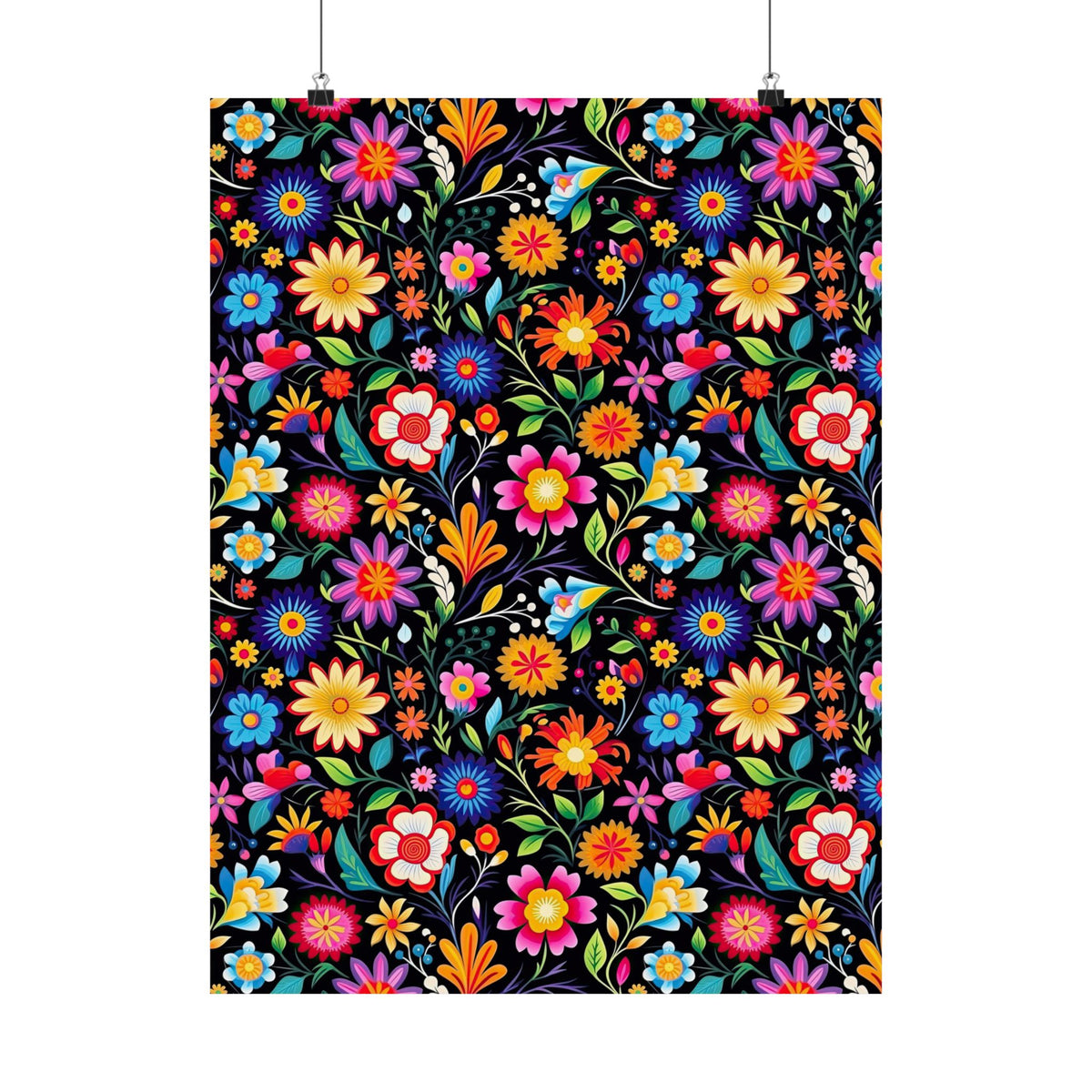 Mexican Floral Fiesta Pattern 028 - 18 in x 24 in Matte Poster