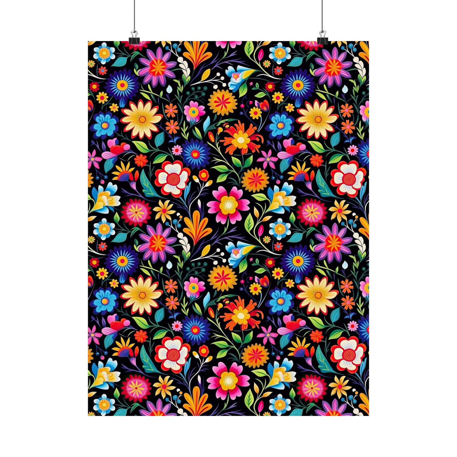 Mexican Floral Fiesta Pattern 028 - 18 in x 24 in Matte Poster