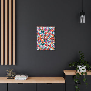 Mexican Floral Fiesta Pattern 051 - 18 in x 24 in Matte Canvas, Stretched, 1.25 in