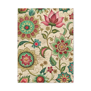 Folk Floral Pattern, Indian Inspired 01 - 18 in x 24 in Matte Canvas, Stretched, 1.25 in