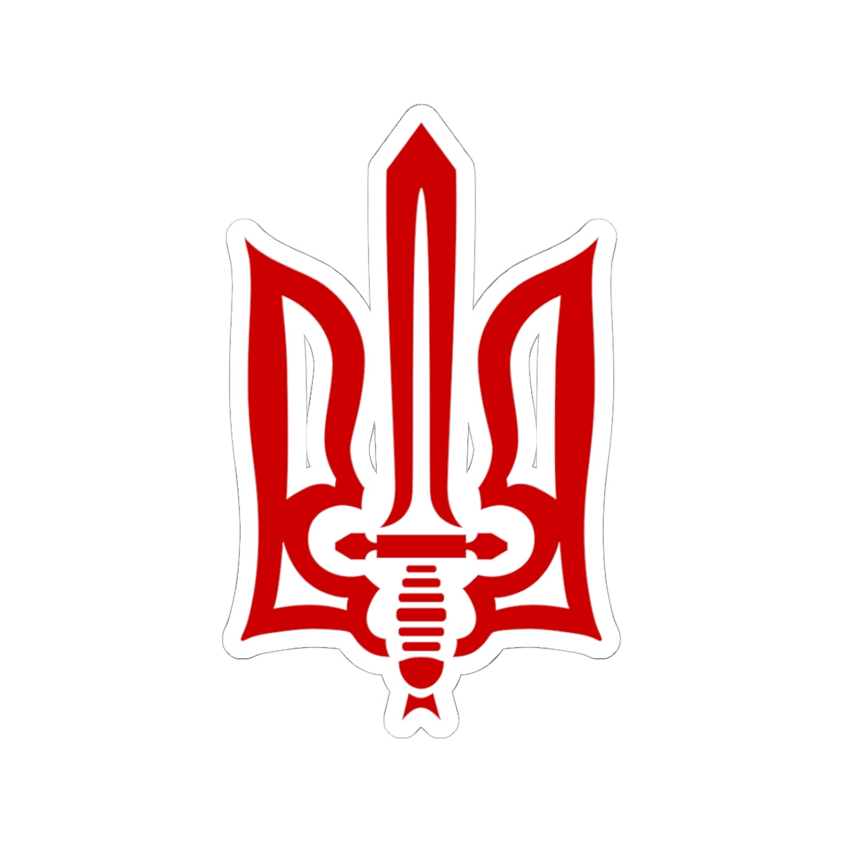 Stylized Tryzub (Red) - 3" x 3" Kiss-Cut Sticker