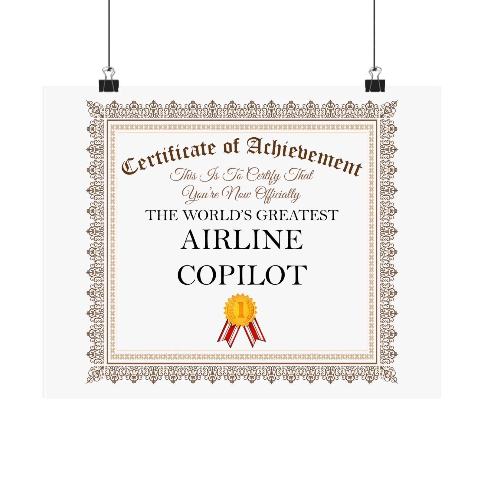 World's Greatest Airline Copilot - 14 in x 11 in Matte Poster