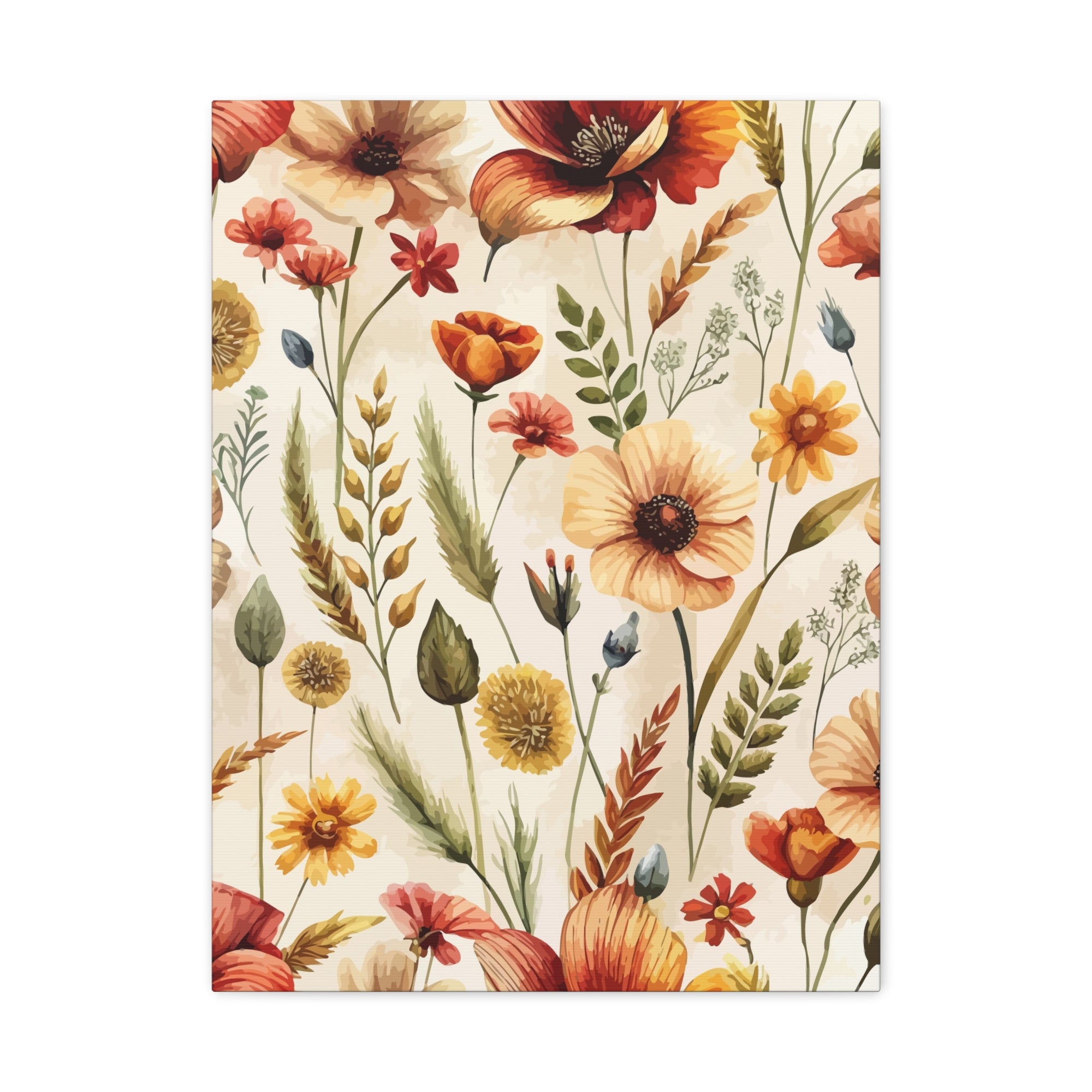 Folk Floral Pattern, Czech Inspired 01 - 18 in x 24 in Matte Canvas, Stretched, 1.25 in