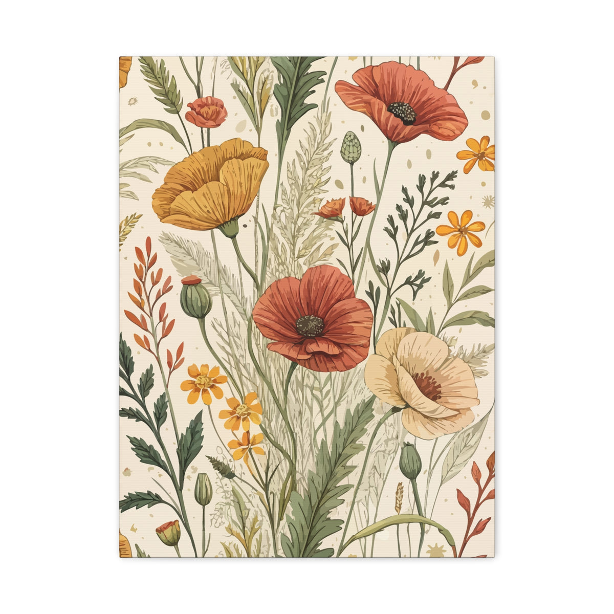 Wildflowers Pattern 008 - 18 in x 24 in Matte Canvas, Stretched, 1.25 in