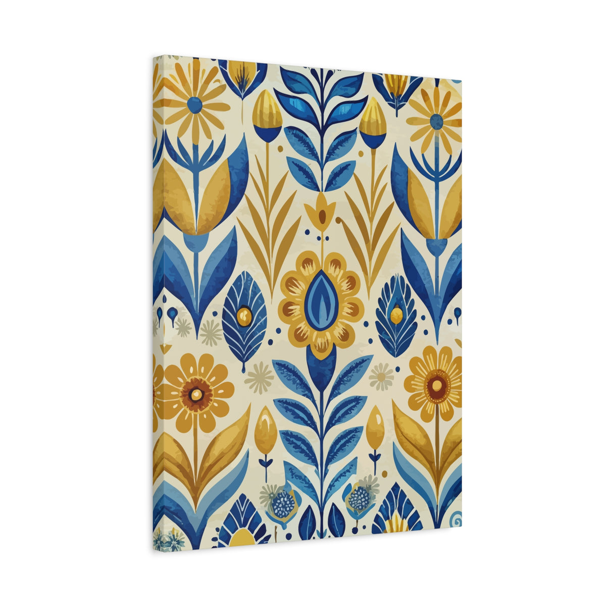 Folk Floral Pattern, Scandinavian Inspired 04 - 18 in x 24 in Matte Canvas, Stretched, 1.25 in