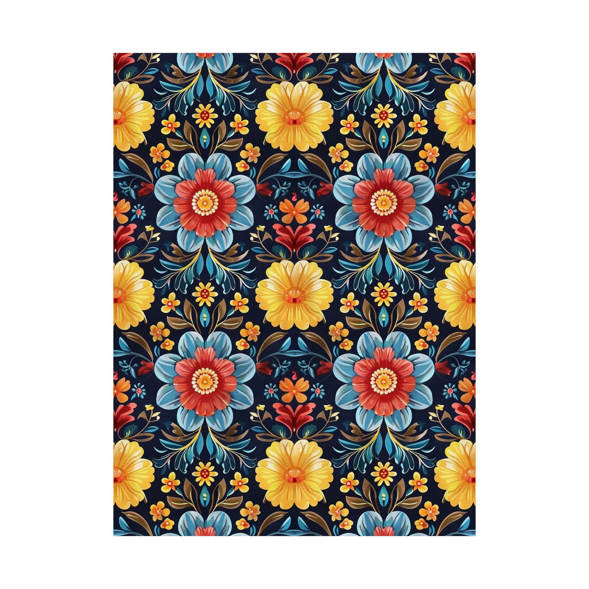 Mexican Floral Fiesta Pattern 046 - 18 in x 24 in Matte Poster