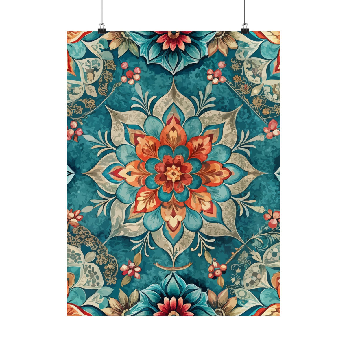 Folk Floral Pattern, Moroccan Inspired 04 - 18 in x 24 in Matte Poster
