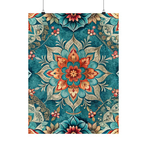 Folk Floral Pattern, Moroccan Inspired 04 - 18 in x 24 in Matte Poster