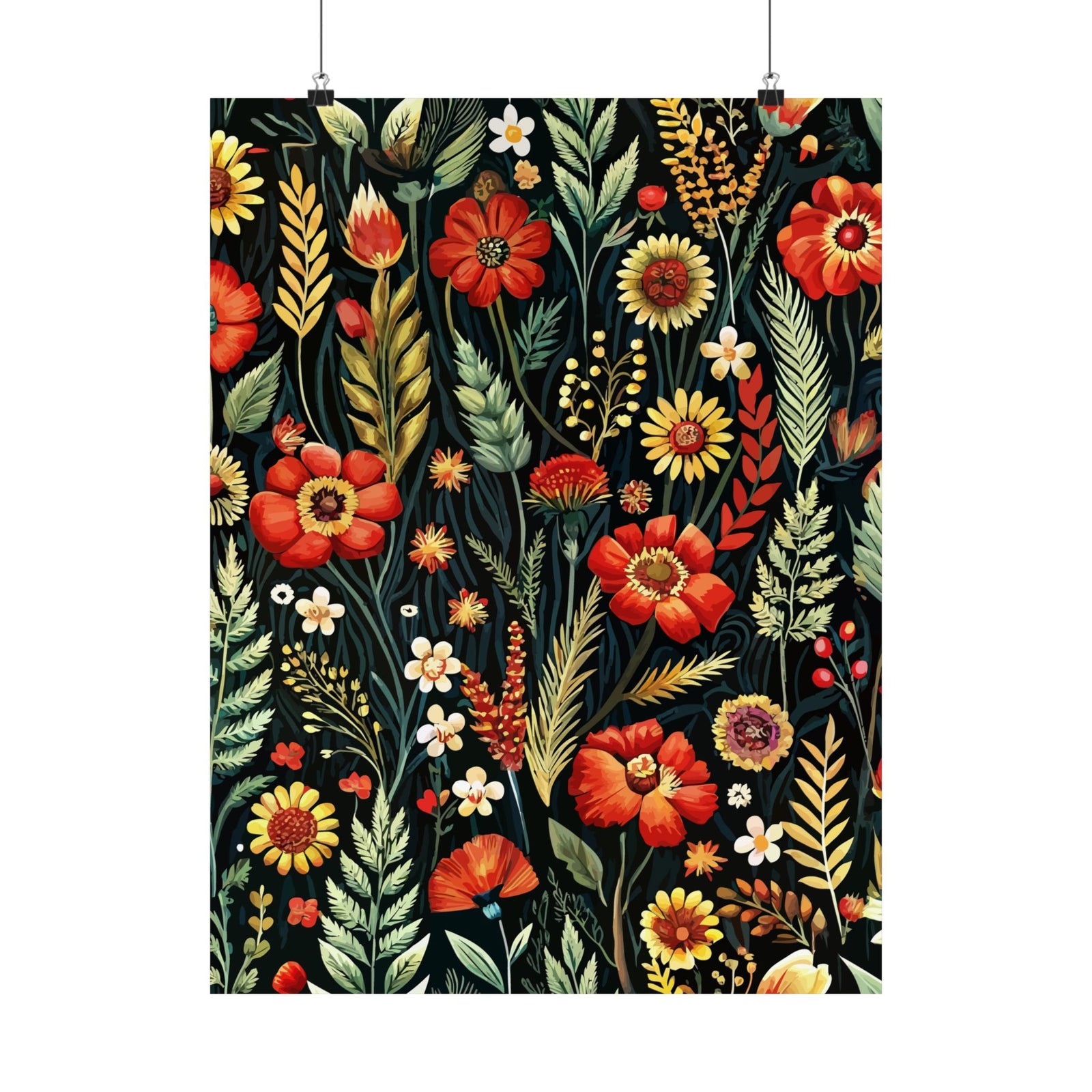 Folk Floral Pattern, Balkan Inspired 02 - 18 in x 24 in Matte Poster