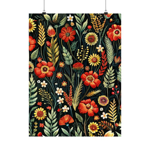 Folk Floral Pattern, Balkan Inspired 02 - 18 in x 24 in Matte Poster