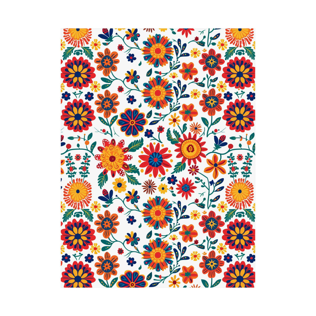 Mexican Floral Fiesta Pattern 026 - 18 in x 24 in Matte Poster