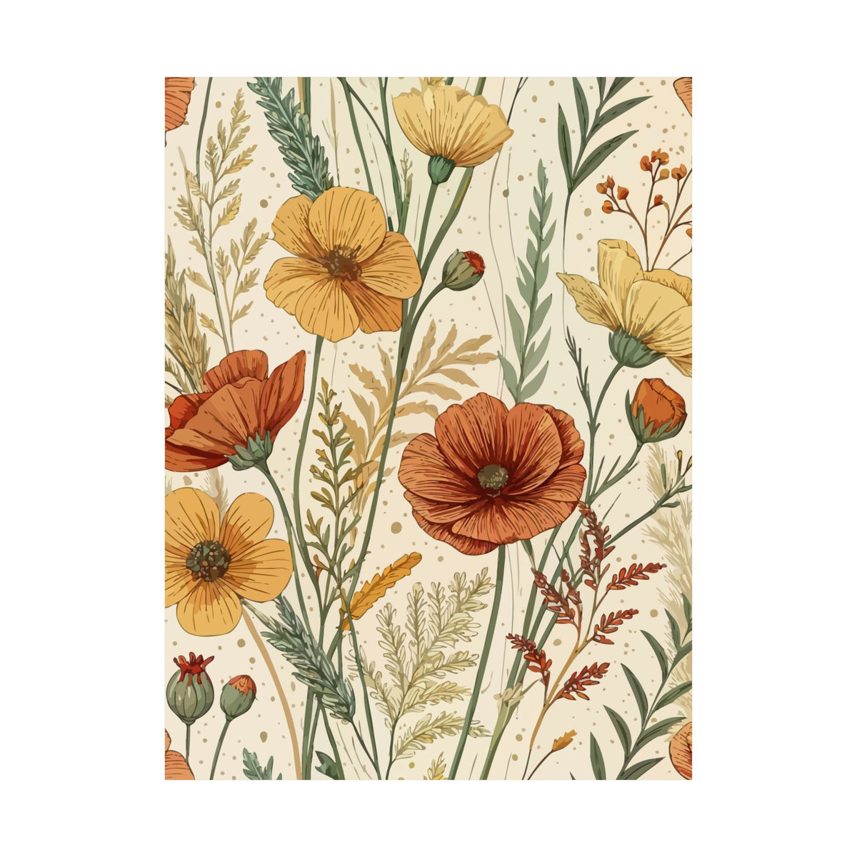 Wildflowers Pattern 007 - 18 in x 24 in Matte Poster