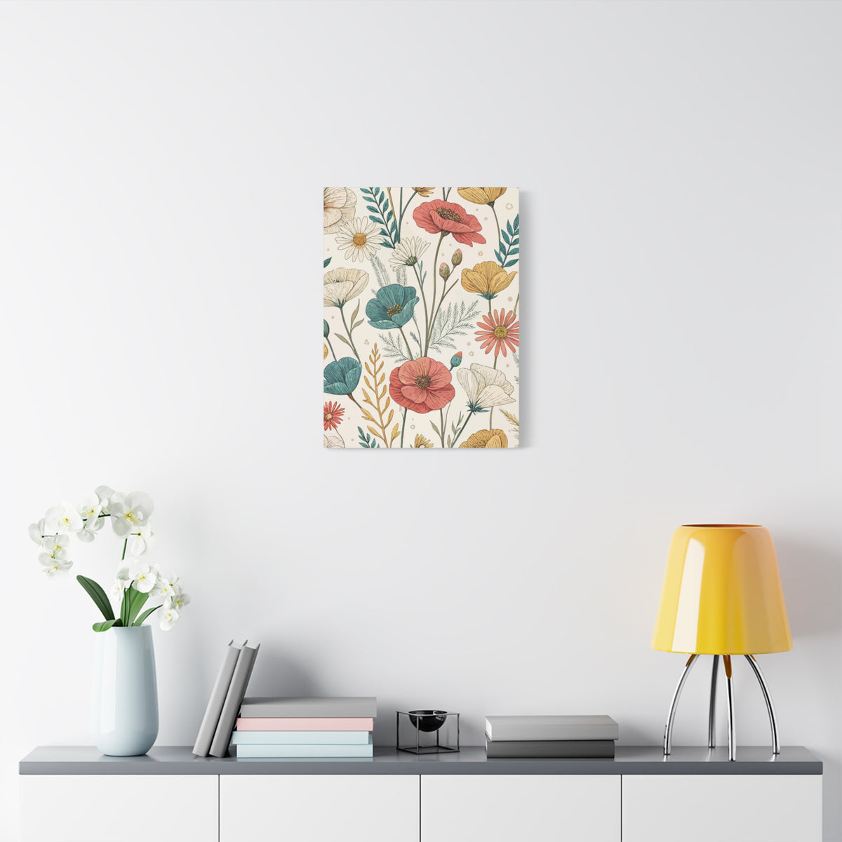 Wildflowers Pattern 066 - 18 in x 24 in Matte Canvas, Stretched, 1.25 in