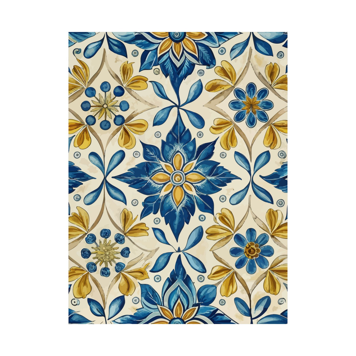 Folk Floral Pattern, Portuguese Inspired 01 - 18 in x 24 in Matte Poster