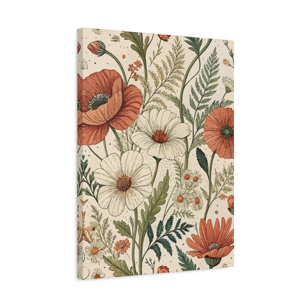 Wildflowers Pattern 017 - 18 in x 24 in Matte Canvas, Stretched, 1.25 in
