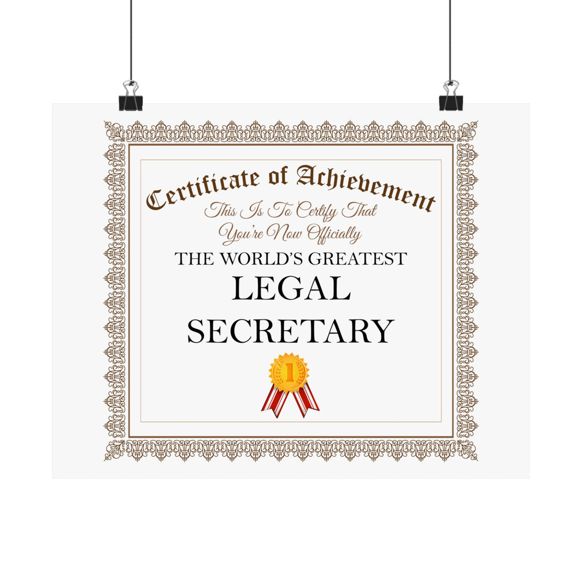 World's Greatest Legal Secretary - 14 in x 11 in Matte Poster