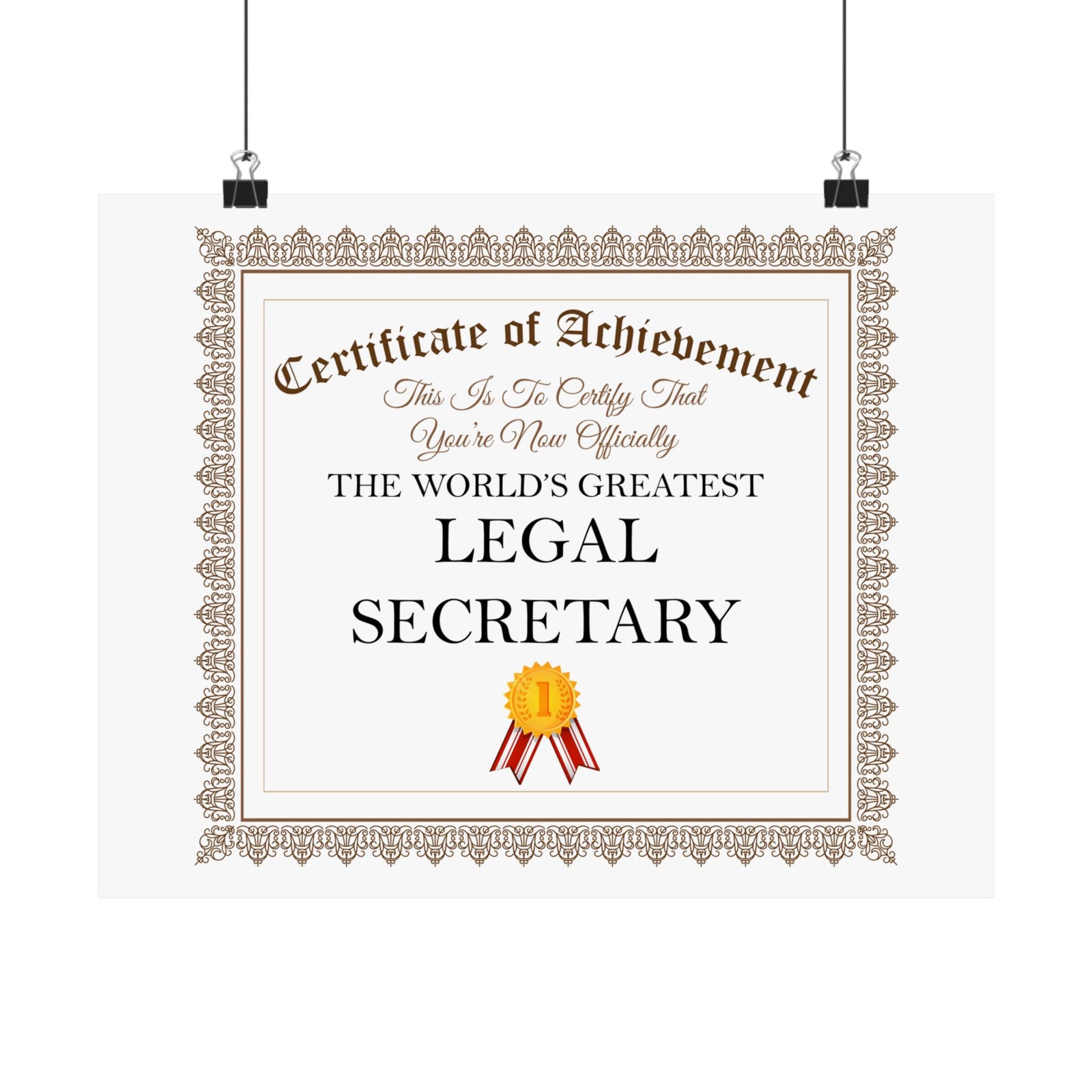 World's Greatest Legal Secretary - 14 in x 11 in Matte Poster