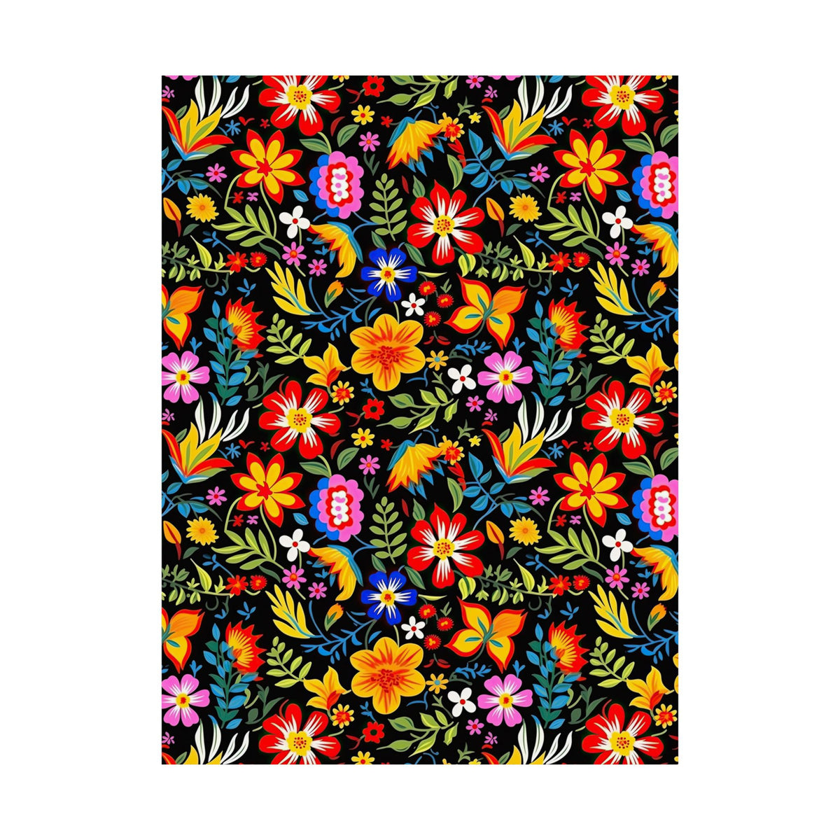 Mexican Floral Fiesta Pattern 037 - 18 in x 24 in Matte Poster