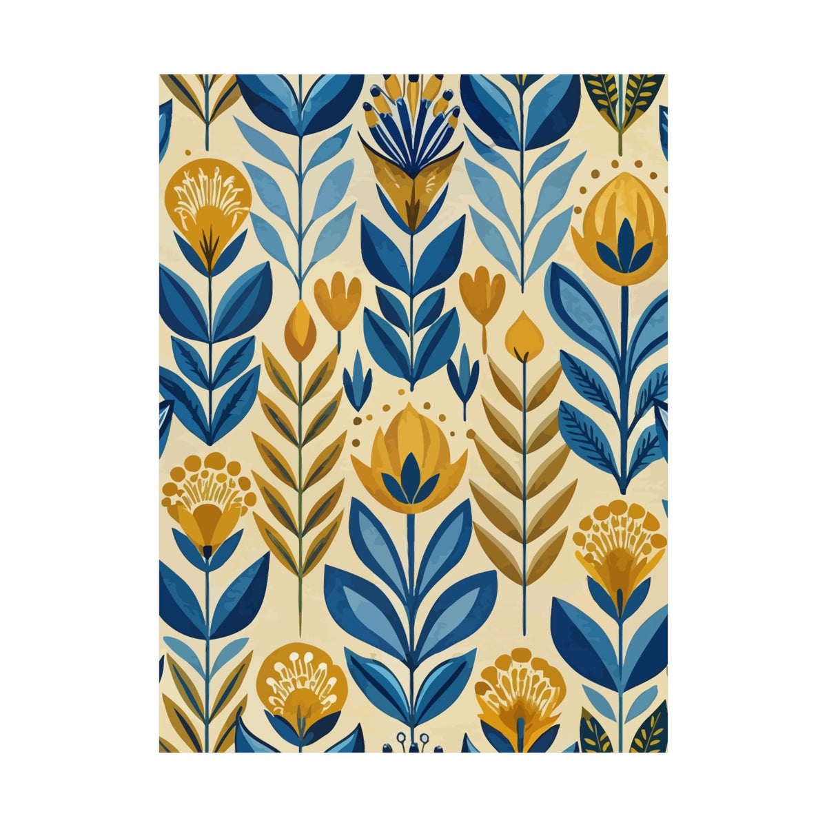 Folk Floral Pattern, Scandinavian Inspired 02 - 18 in x 24 in Matte Poster