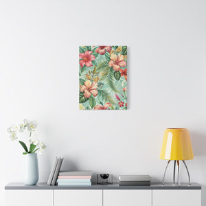 Folk Floral Pattern, Balinese Inspired 04 - 18 in x 24 in Matte Canvas, Stretched, 1.25 in