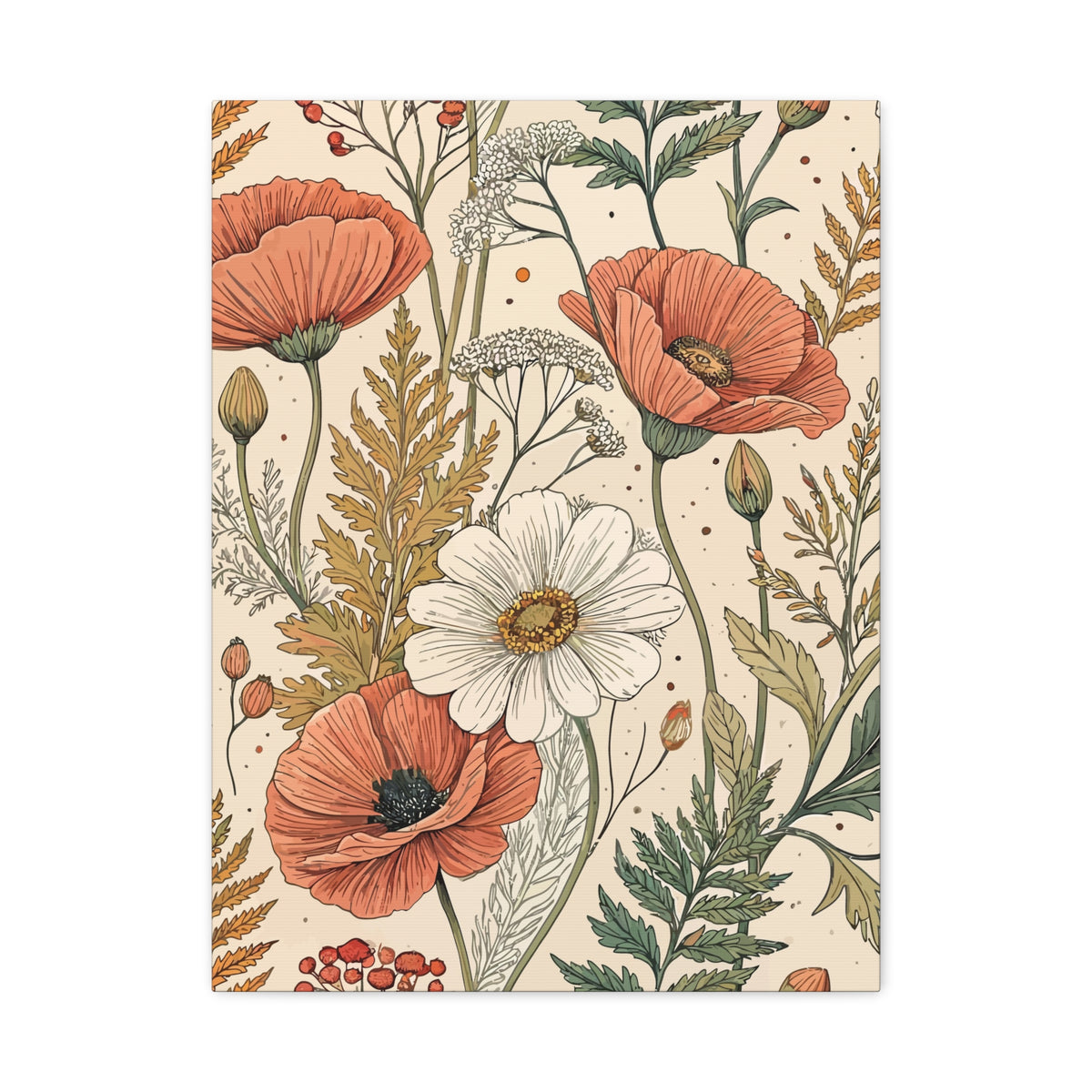 Wildflowers Pattern 018 - 18 in x 24 in Matte Canvas, Stretched, 1.25 in