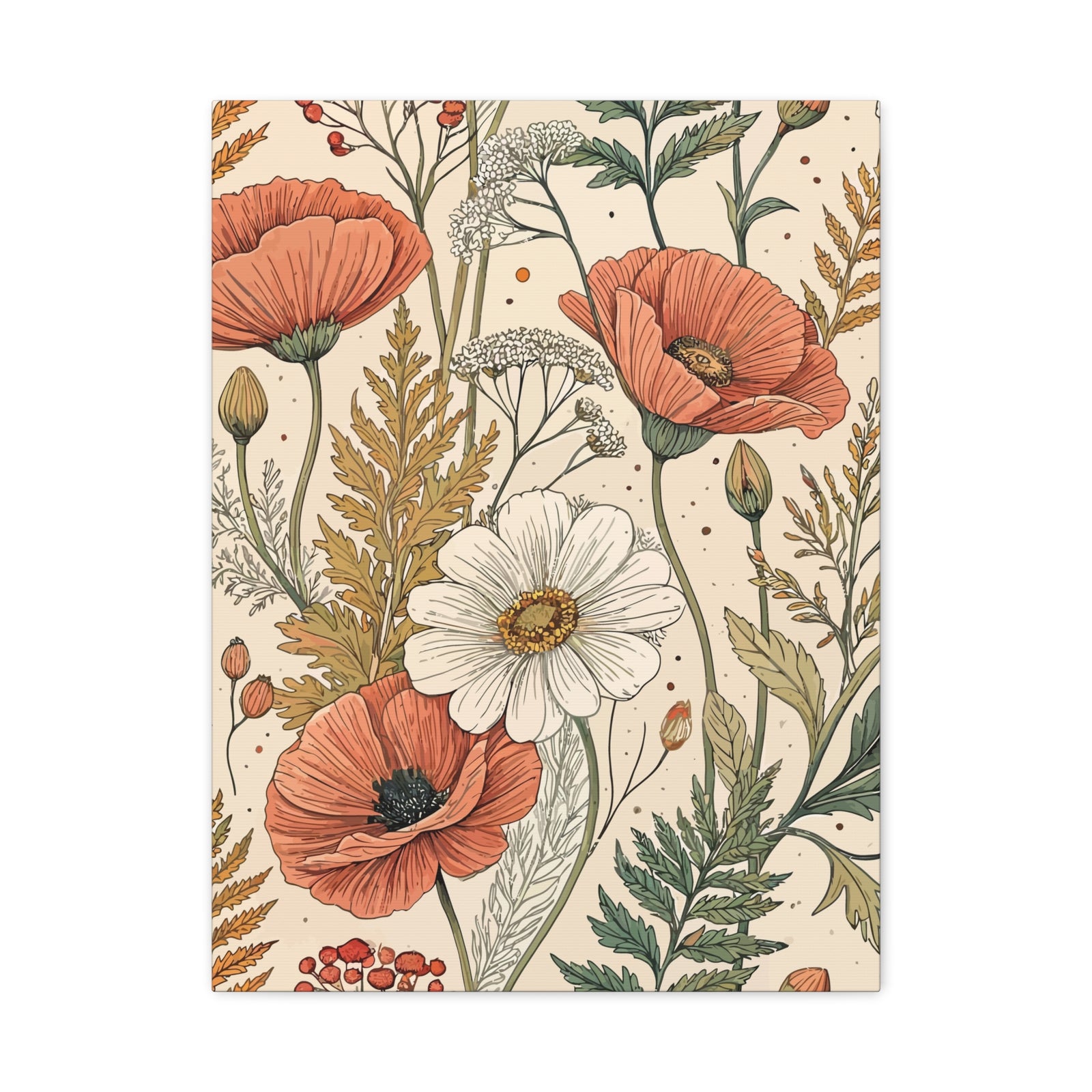 Wildflowers Pattern 018 - 18 in x 24 in Matte Canvas, Stretched, 1.25 in