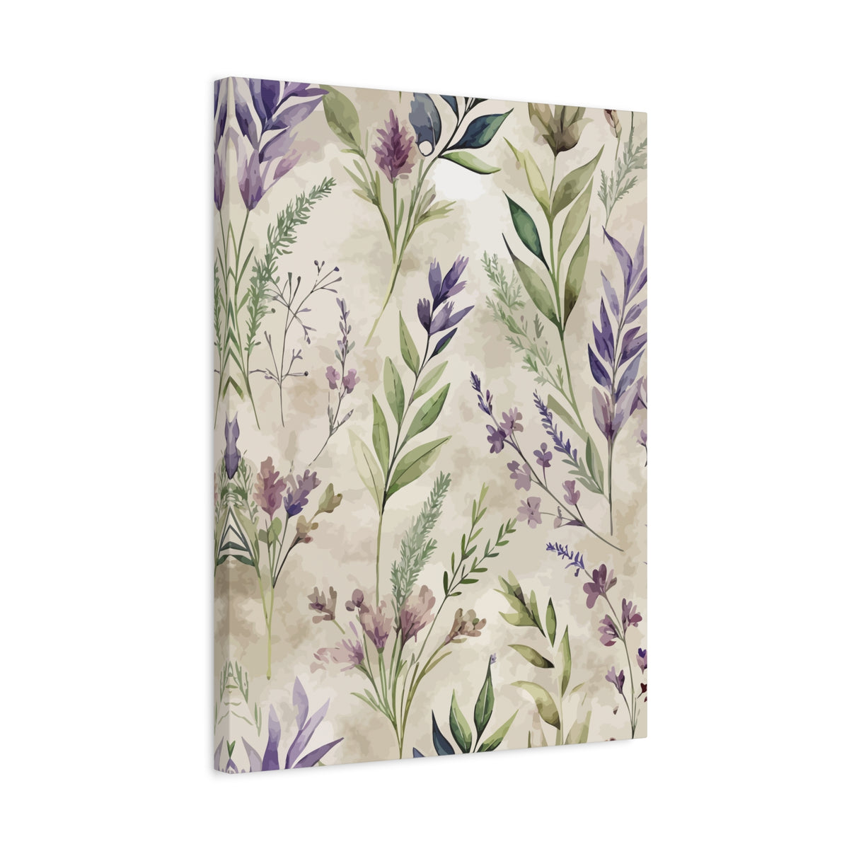 Folk Floral Pattern, French Inspired 01 - 18 in x 24 in Matte Canvas, Stretched, 1.25 in