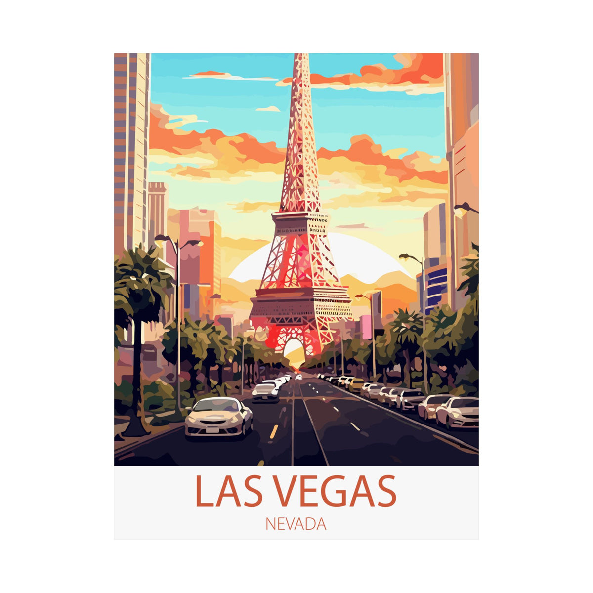 Famous Travel Destinations - Las Vegas, Nevada - 18 in x 24 in Matte Poster
