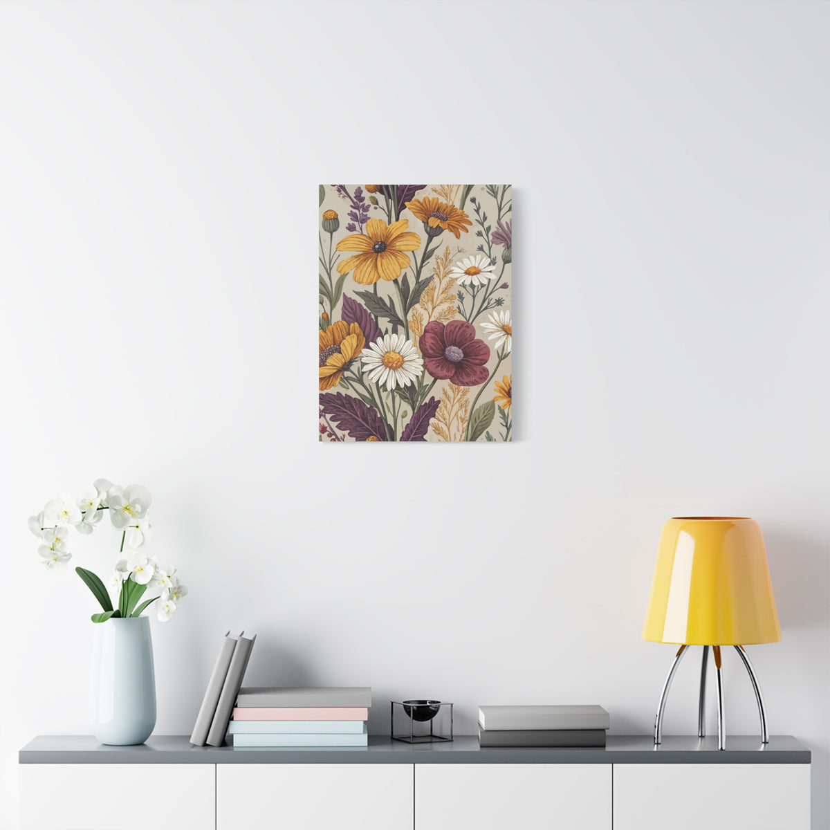 Wildflowers Pattern 027 - 18 in x 24 in Matte Canvas, Stretched, 1.25 in