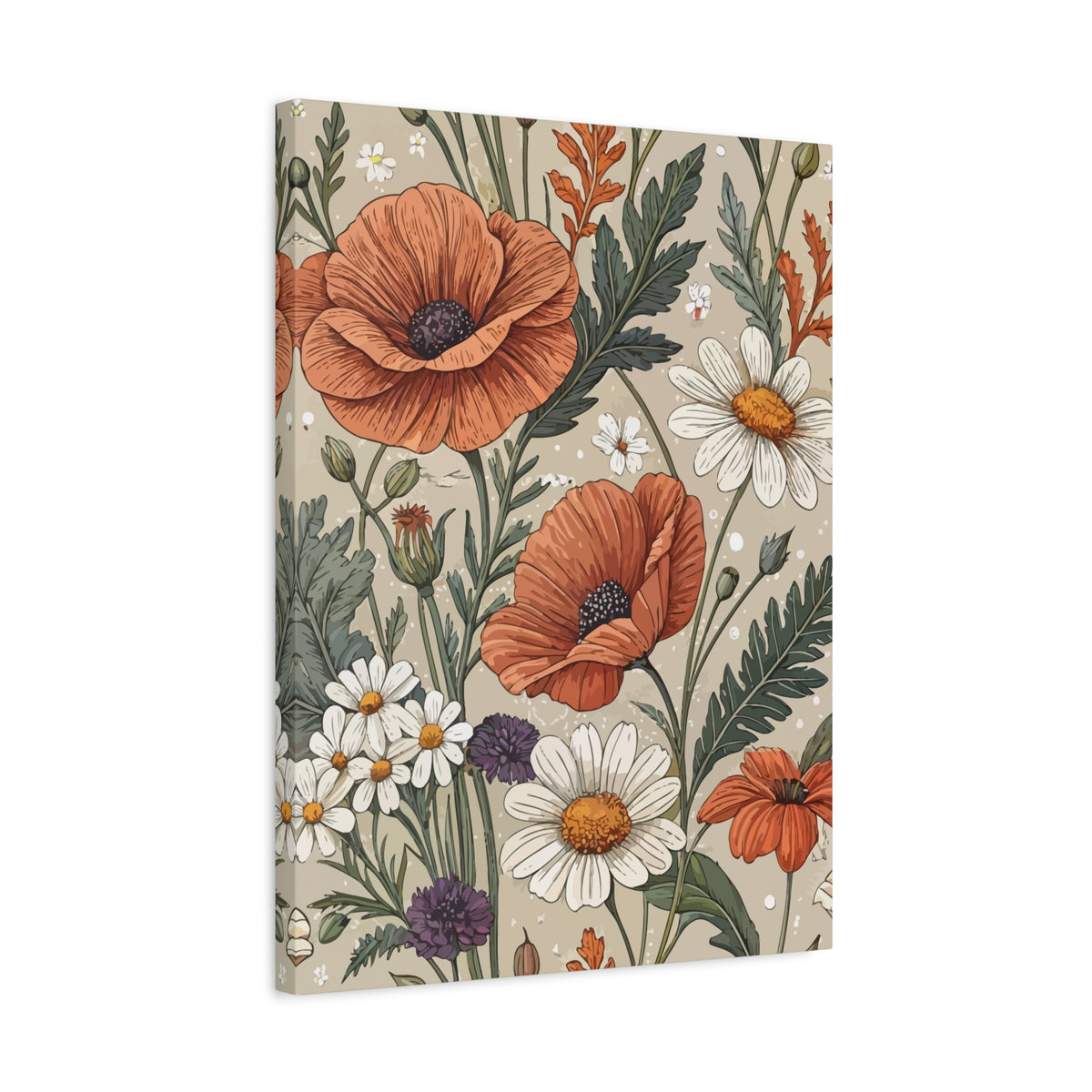 Wildflowers Pattern 022 - 18 in x 24 in Matte Canvas, Stretched, 1.25 in
