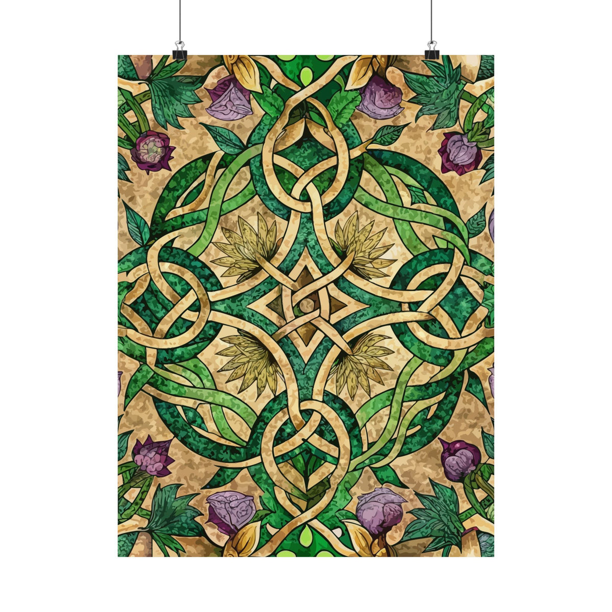 Folk Floral Pattern, Celtic Inspired 03 - 18 in x 24 in Matte Poster