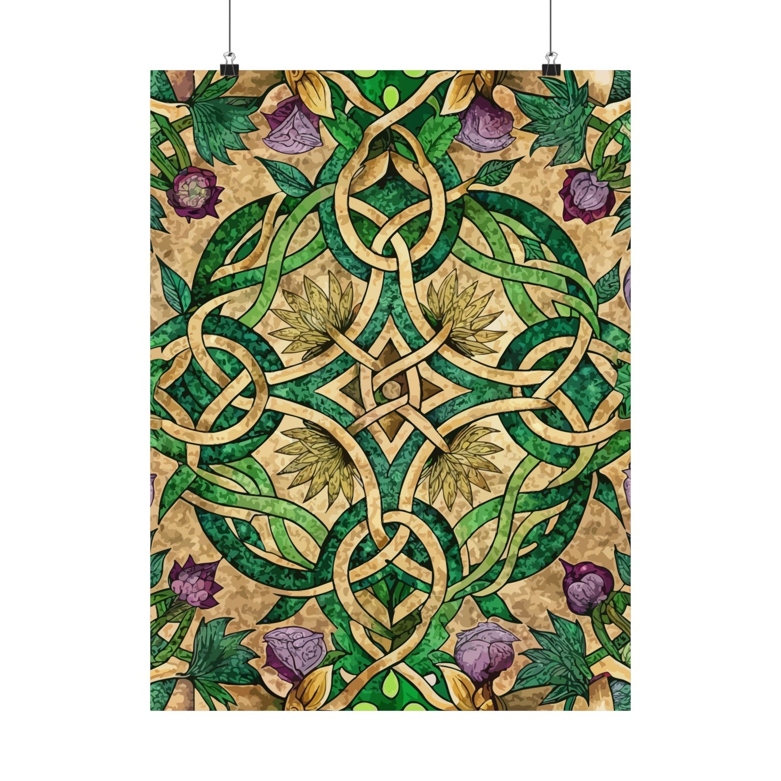 Folk Floral Pattern, Celtic Inspired 03 - 18 in x 24 in Matte Poster