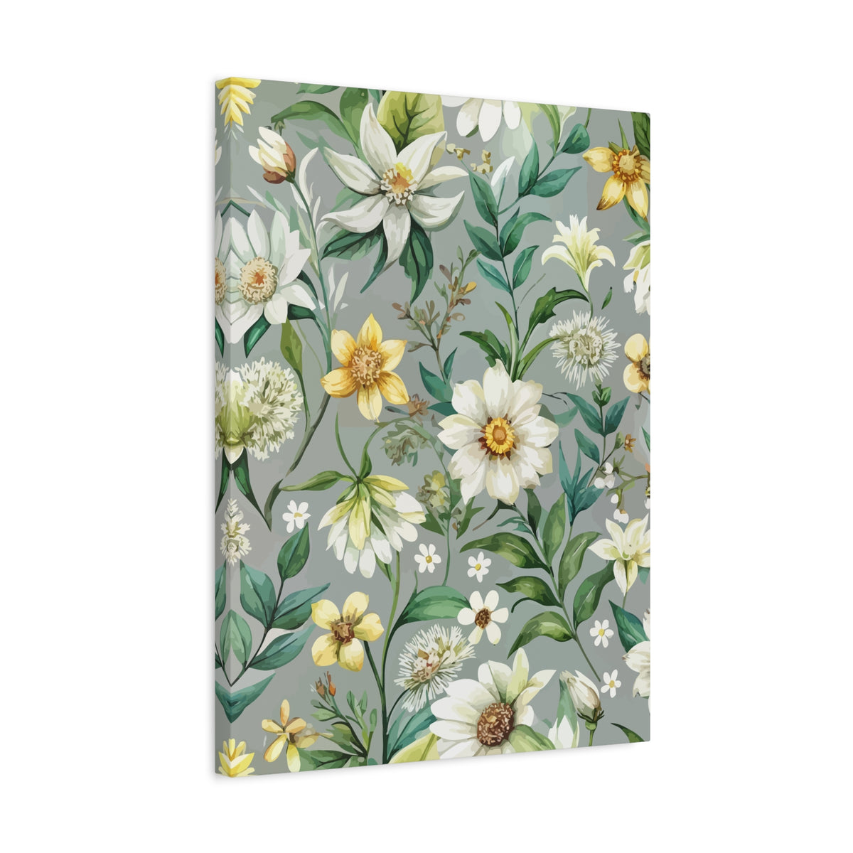 Folk Floral Pattern, Alpine Inspired 01 - 18 in x 24 in Matte Canvas, Stretched, 1.25 in